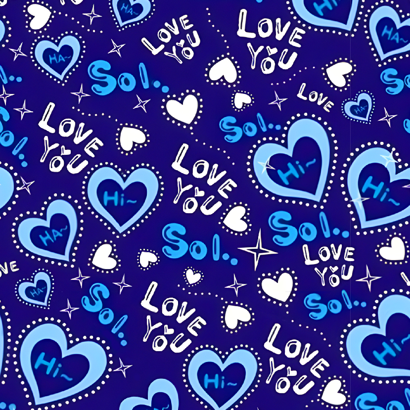 SATIN ESTAMPADO SAN VALENTIN FONDO AZUL