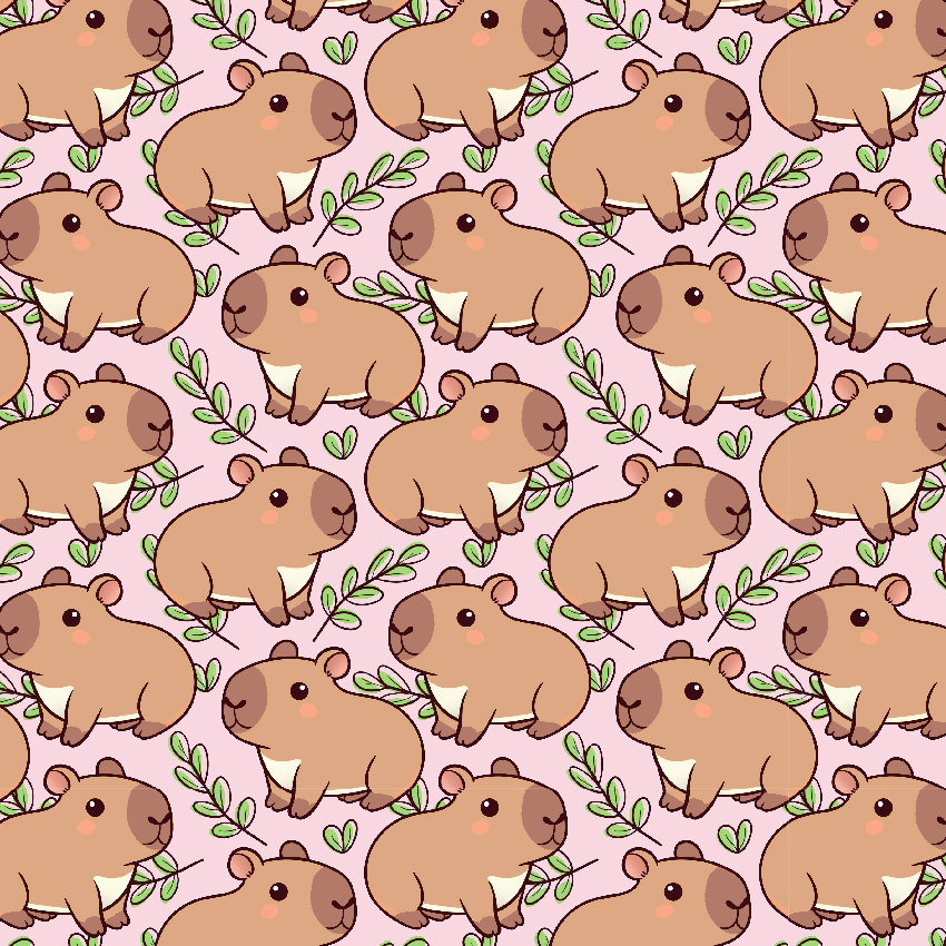 BRUSH ESTAMPADO CAPIBARA FONDO ROSADO