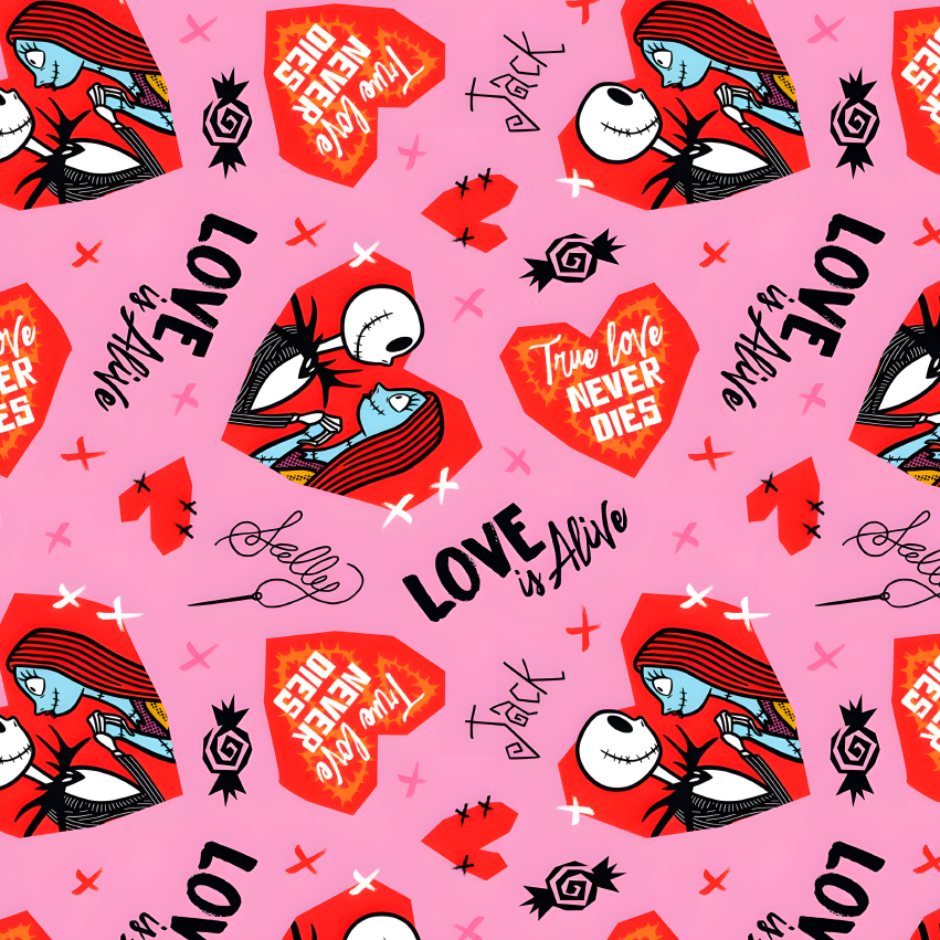 BRUSH ESTAMPADO JACK & SALI CORAZONES FONDO ROSADO