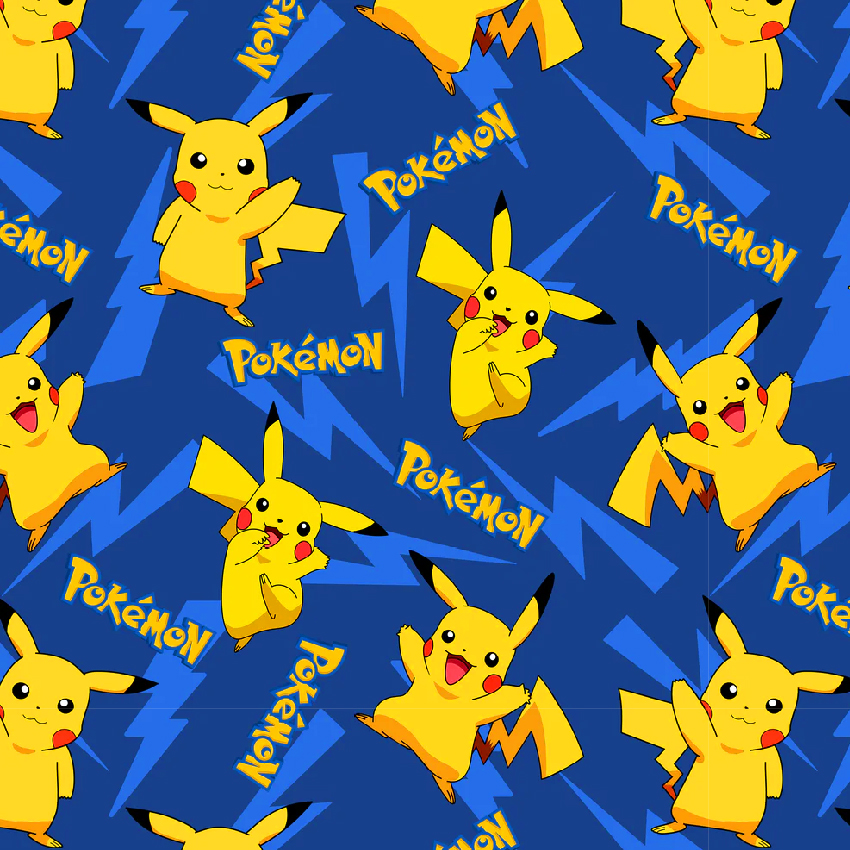 BRUSH ESTAMPADO POKEMON PIKACHU FONDO AZUL