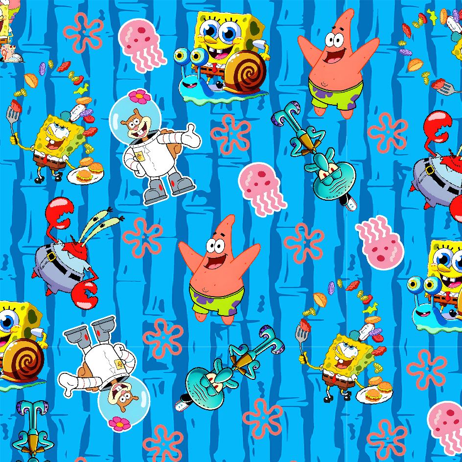BRUSH ESTAMPADO BOB ESPONJA & AMIGOS FONDO AZUL