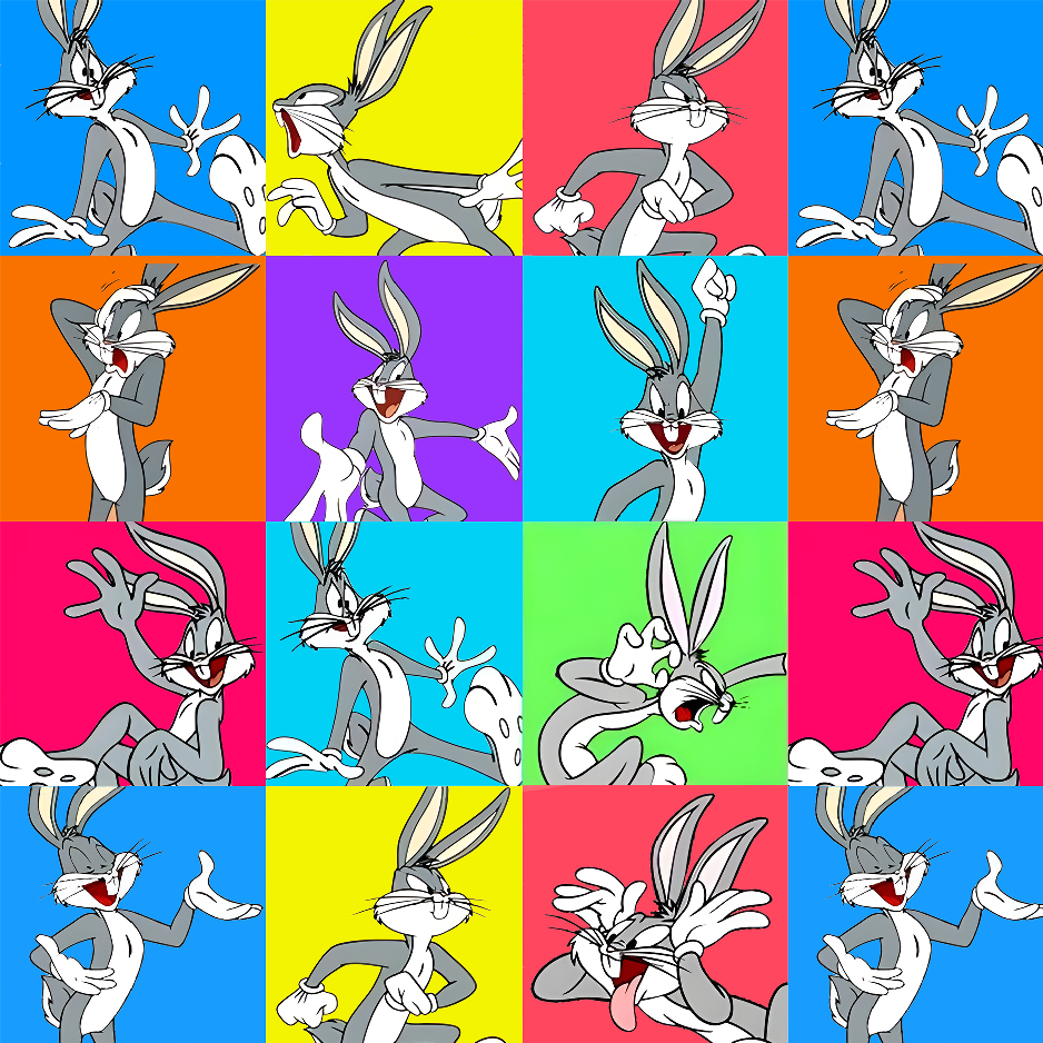 BRUSH ESTAMPADO BABY BUGS BUNNY FONDO CUADRO COLORES