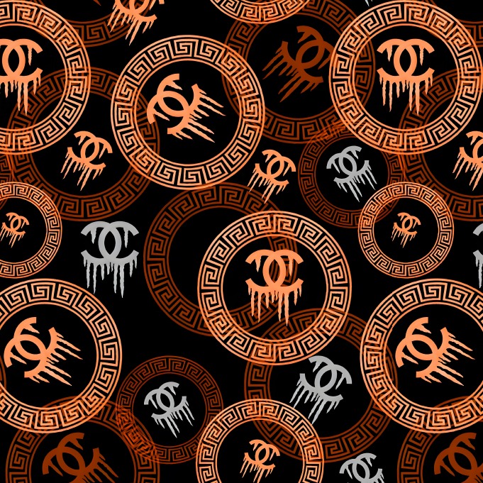 BRUSH ESTAMPADO CHANNEL NARANJA FONDO NEGRO