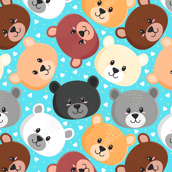 BRUSH ESTAMPADO OSITO CARAS FONDO CELESTE