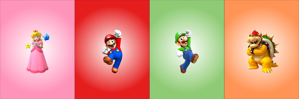 BRUSH ESTAMPADO FRENTES MARIO BROS & COMPAÑÍA NIÑO