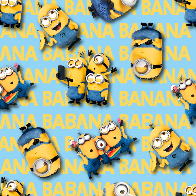 BRUSH ESTAMPADO MINIONS FONDO CELESTE & LETRAS AMARILLAS