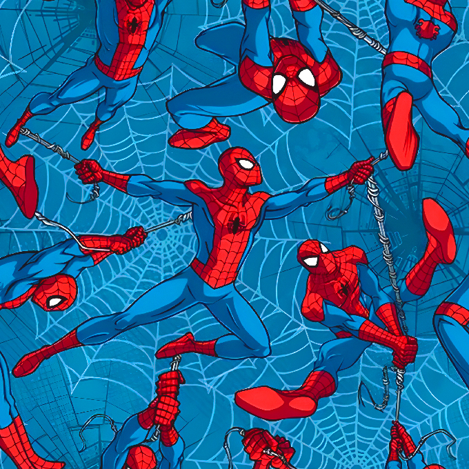 BRUSH ESTAMPADO SPIDER MAN FONDO AZUL CON TELARAÑAS