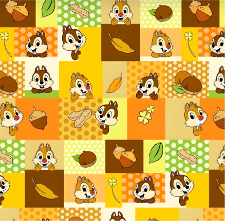 BRUSH ESTAMPADO CHIP & DALE FONDO CUADROS DE COLORES