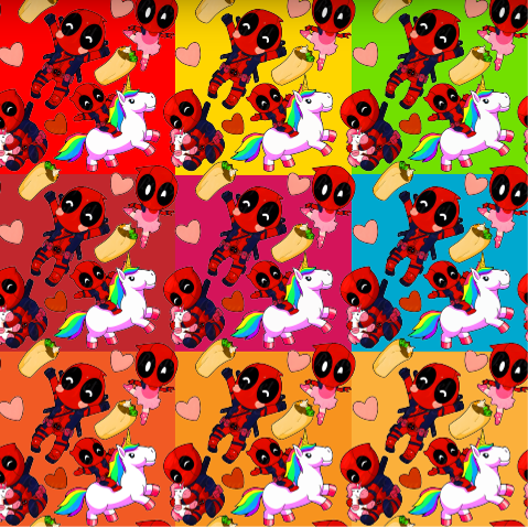 BRUSH ESTAMPADO DEADPOOL CHIBI FONDO COLORES