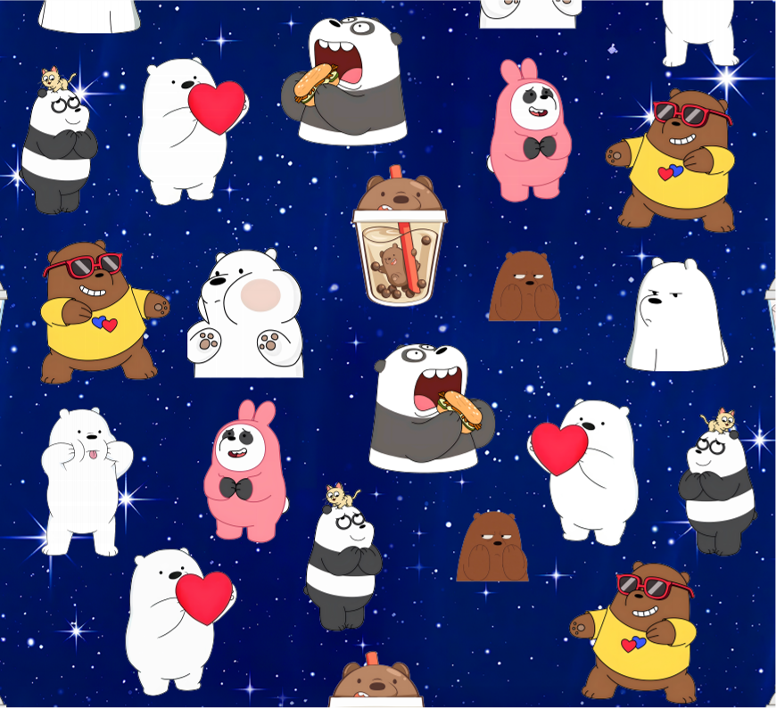 BRUSH ESTAMPADO ESCANDALOSOS FONDO AZUL