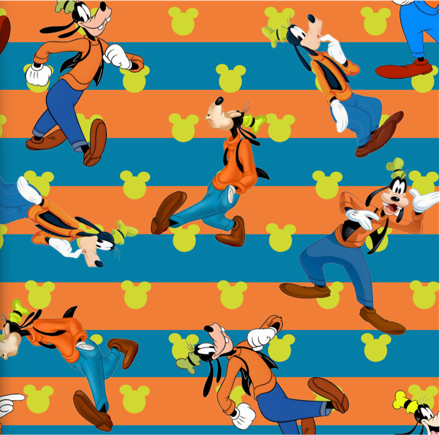 BRUSH ESTAMPADO GOOFY FONDO LINEAS NARANJA & TURQUESA