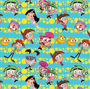 BRUSH ESTAMPADO PADRINOS MAGICOS FONDO TURQUESA