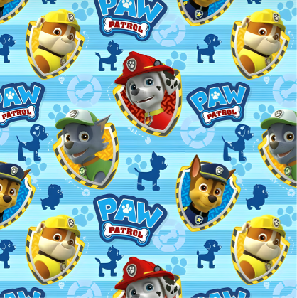 BRUSH ESTAMPADO PAW PATROL FONDO CELESTE & TURQUESA