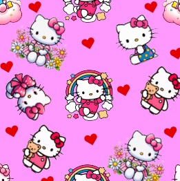 BRUSH ESTAMPADOHELO KITTY CORAZONES ROJOS FONDO ROSADO