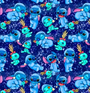 BRUSH ESTAMPADO STITCH DORMILON FONDO AZUL