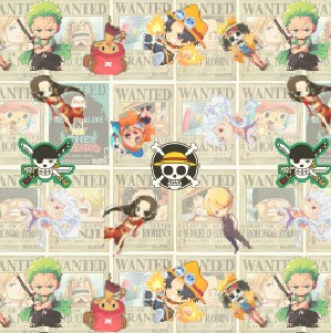 BRUSH ESTAMPADO ONE PIECE FONDO CUADROS DE RECOMPENSAS