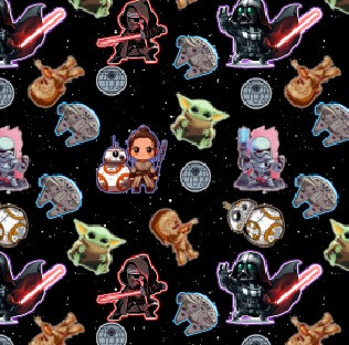 BRUSH ESTAMPADO STAR WARS CHIBI FONDO ESPACIAL