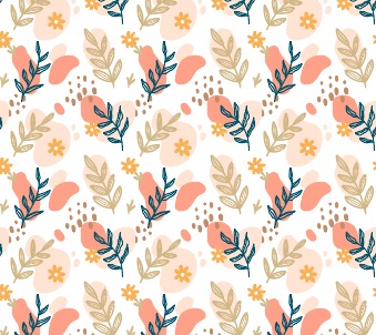 BRUSH ESTAMPADO HOJAS AZULES & DORADAS FONDO CREMA