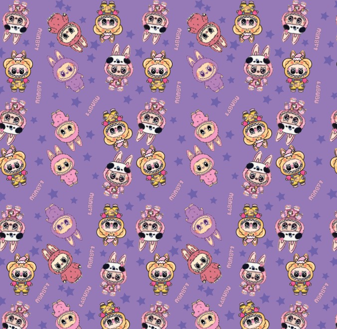 BRUSH ESTAMPADOLABUBU FONDO MORADO