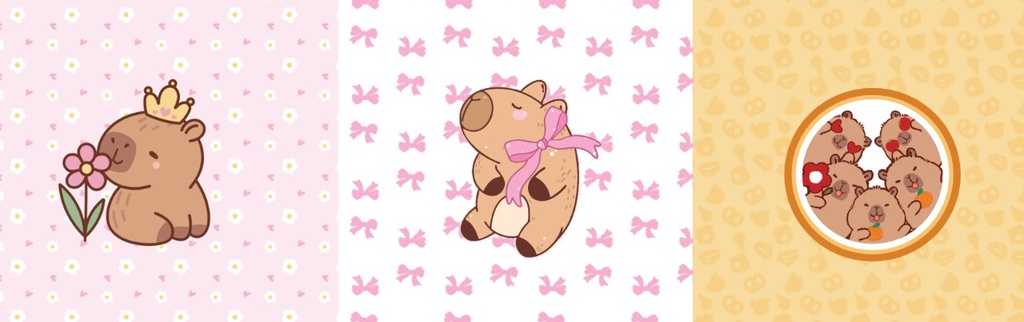 BRUSH ESTAMPADO FRENTE CAPIBARA FLOR LAZO AMARILLO