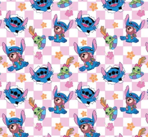 BRUSH ESTAMPADO STITCH CUADROS ROSADOS