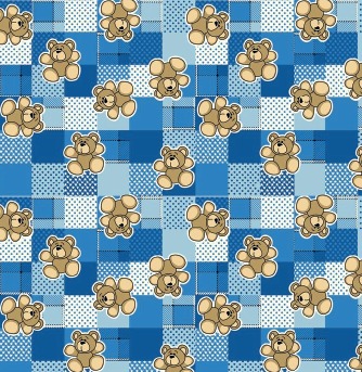 BRUSH ESTAMPADO OSITOS CUADROS AZULES