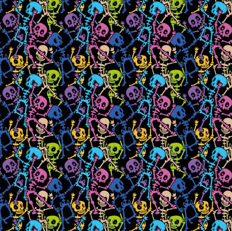 BRUSH ESTAMPADO ESQUELETO COLORIDO