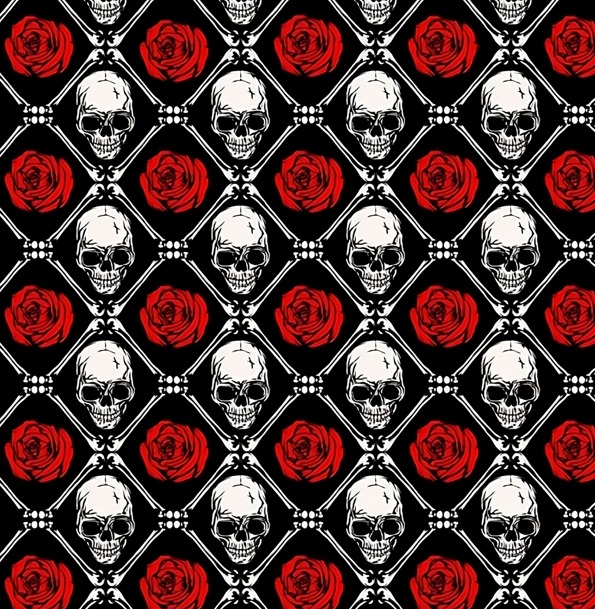 BRUSH ESTAMPADO CALAVERAS Y ROSAS