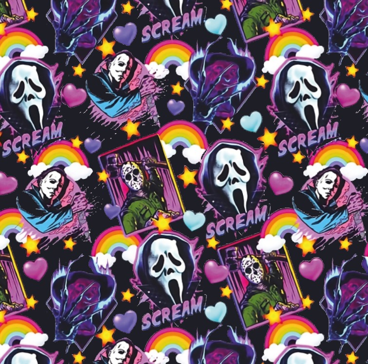 BRUSH ESTAMPADO TERROR FONDO NEGRO