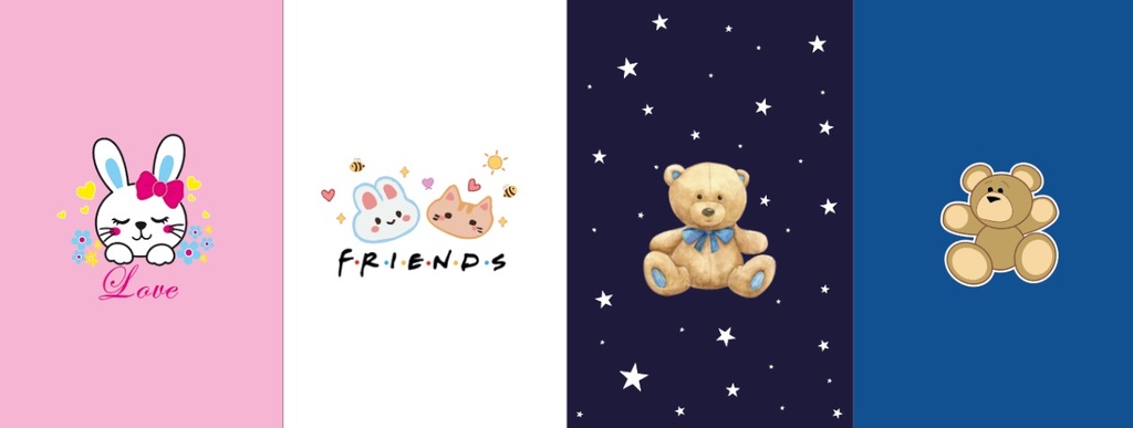 BRUSH ESTAMPADO FRENTES ANIMALITOS MIXTOS