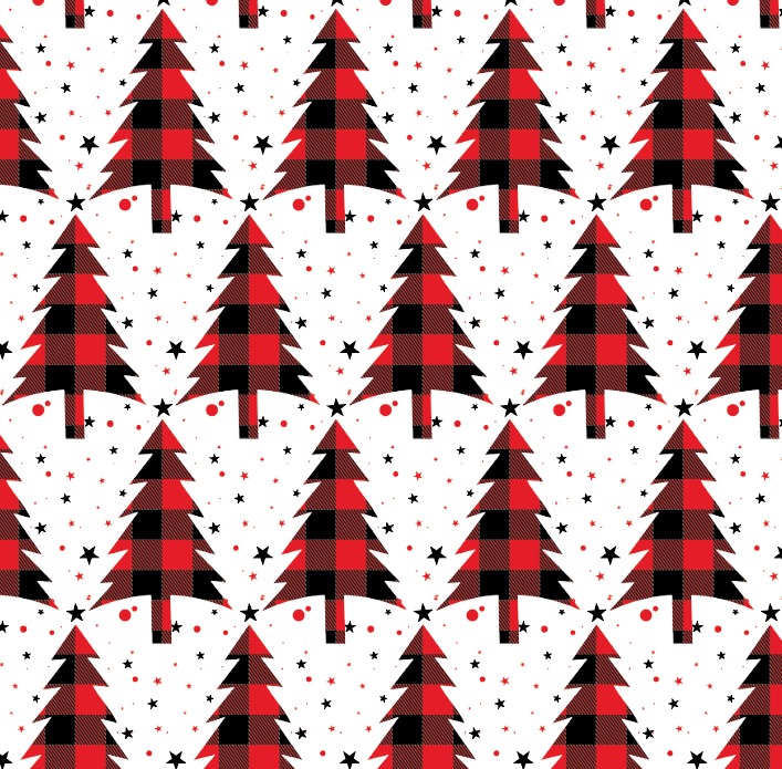 BRUSH ESTAMPADO NAVIDAD ARBOLES CON CUADROS ROJOS