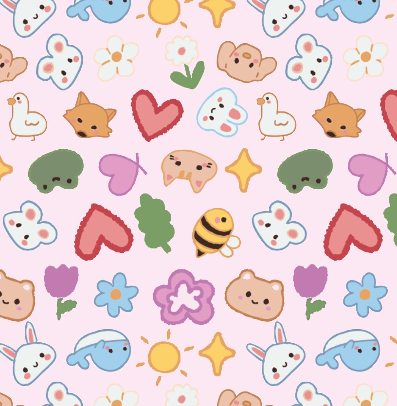 BRUSH ESTAMPADO ANIMALITOS MIXTO FONDO ROSA