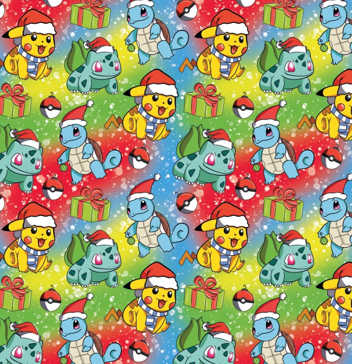 BRUSH ESTAMPADO POKEMON NAVIDAD FONDO MIXTO