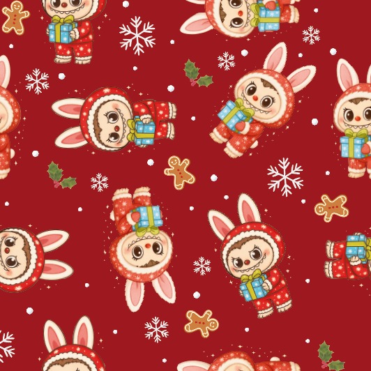 BRUSH ESTAMPADO NAVIDAD LABUBU ROJO