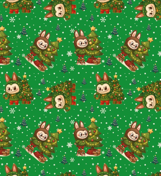 BRUSH ESTAMPADO NAVIDAD LABUBU VERDE