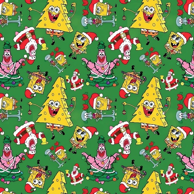 BRUSH ESTAMPADO NAVIDEÑO BOB ESPONJA FONDO VERDE