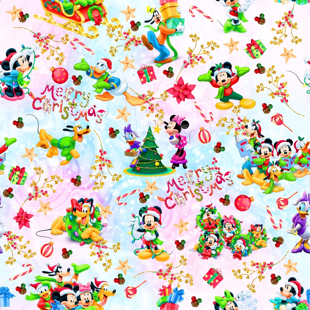 BRUSH ESTAMPADO NAVIDEÑO MICKEY Y AMIGOS ROSA Y AZUL