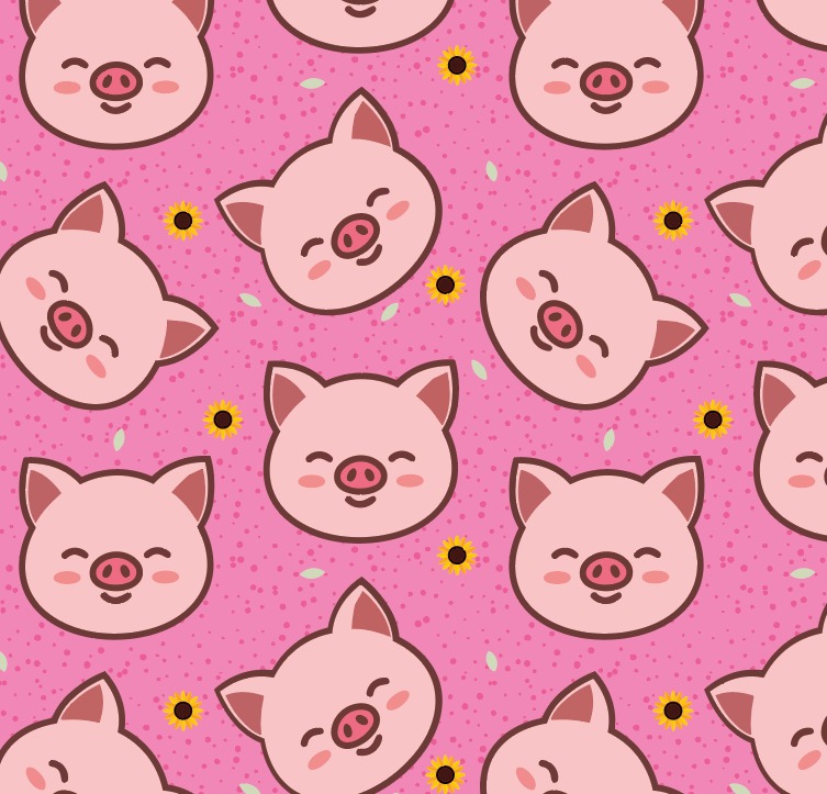 BRUSH ESTAMPADO CHANCHO CON GIRASOL