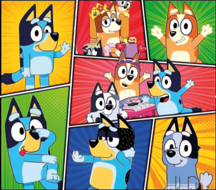 BRUSH ESTAMPADO BLUEY CUADROS DE COLORES