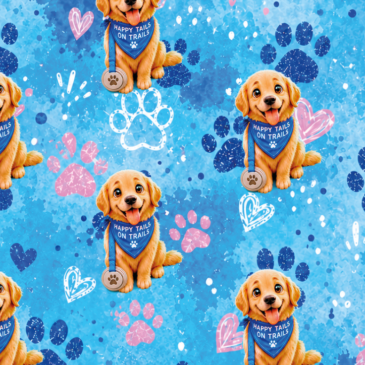 BRUSH ESTAMPADO PERRO SONRIENTE FONDO DE HUELLITAS