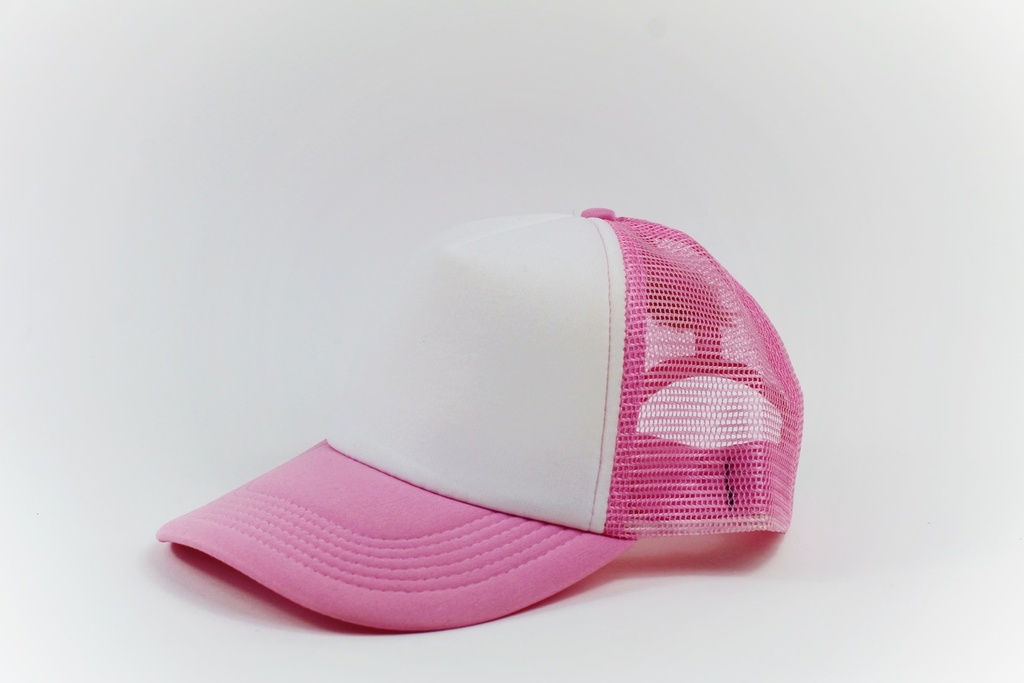 GORRA MALLA ROSADO-BLANCO    
