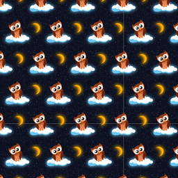 [ABU1003] BRUSH ESTAMPADO BUHOS NOCHE