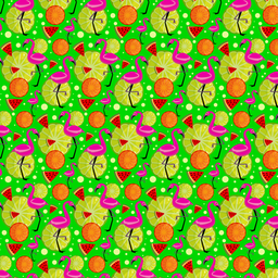 [AFL1000] BRUSH ESTAMPADO FLAMINGO FONDO VERDE