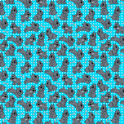 [APE1001] BRUSH ESTAMPADO PERRITO GRIS FONDO TURQUESA