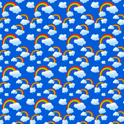 [DAR1000] BRUSH ESTAMPADO ARCOIRIS & NUBES FONDO AZUL