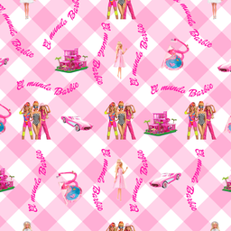 [DBB1005] BRUSH ESTAMPADO BARBIE FONDO ROMBOS ROSADO & BLANCO