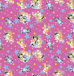 [DBL1000] BRUSH ESTAMPADO BLUEY FONDO ROSADO CON ESTRELLAS