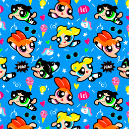 [DCS1000] BRUSH ESTAMPADO LAS CHICAS SUPER PODEROSAS FONDO AZUL