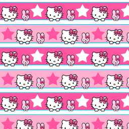 [DHK1004] BRUSH ESTAMPADO HELLO KITTY FONDO RAYAS ROSADO Y FUCSIA