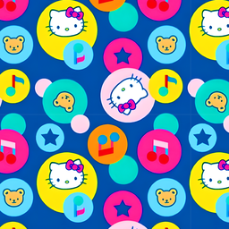 [DHK1005] BRUSH ESTAMPADO HELLO KITTY CIRCULOS FONDO AZUL